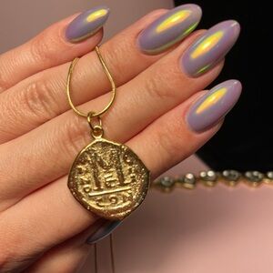 Rome coin medallion necklace gold plated